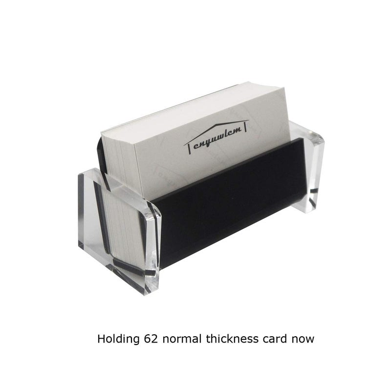 Enyuwlcm Acrylic Desktop Business Card Holder Display for Desk Elegant Business Card Stand for Office Black/Clear with One Non-Slip Mat (Sticky) - Image 3